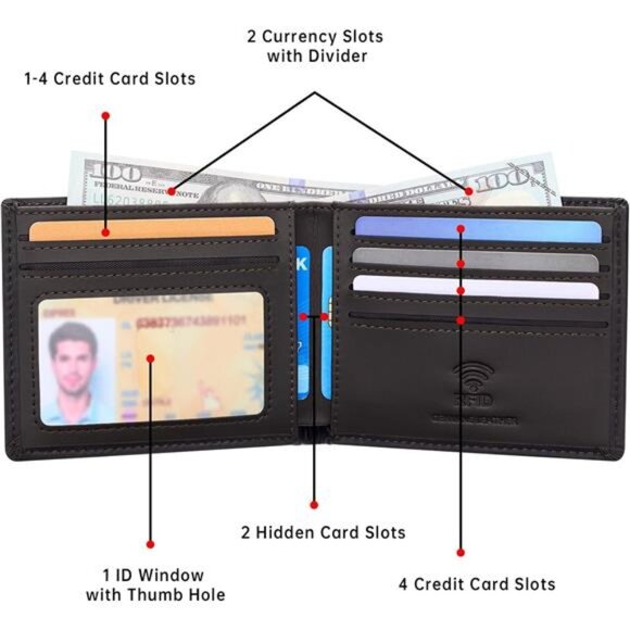 Wallet for Men Real Leather Brown - Picture 3 of 6